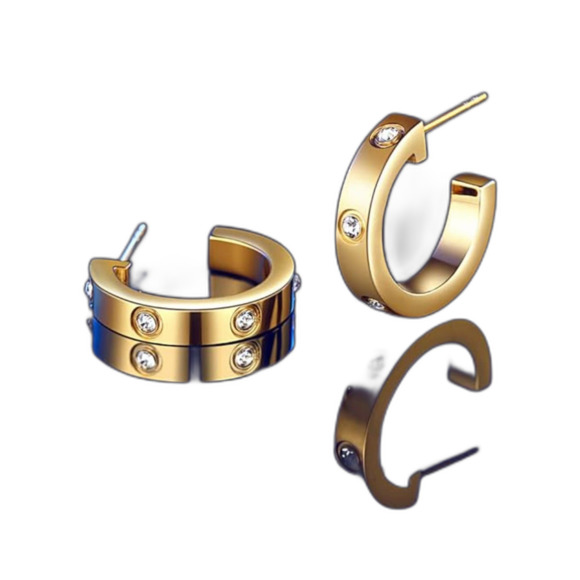 Glamour Radiance Collection- Hoop Diamond Elegant Earrings - Picture 3 of 3